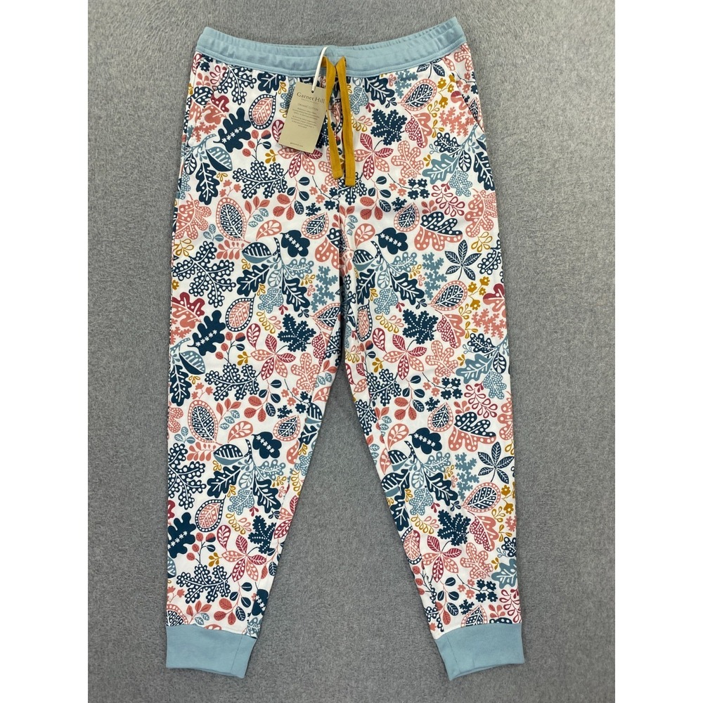 Garnet Hill Women's Small Organic Pima Cotton Pajama Lounge Pants Floral Design